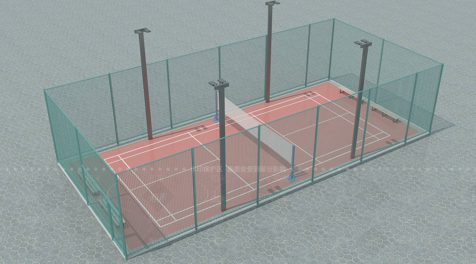 现代羽毛球场3D模型下载【ID:1114104994】
