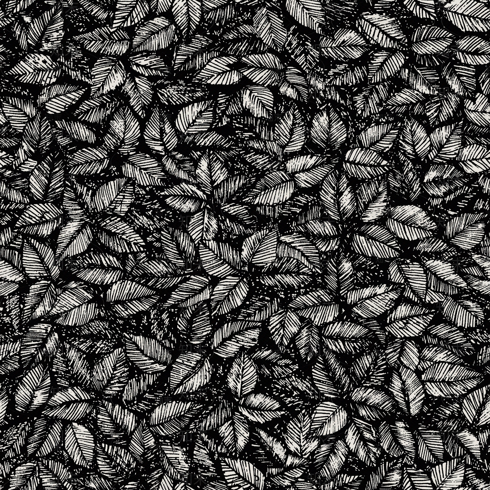 黑白树叶印花壁纸贴图下载【ID:1114109336】