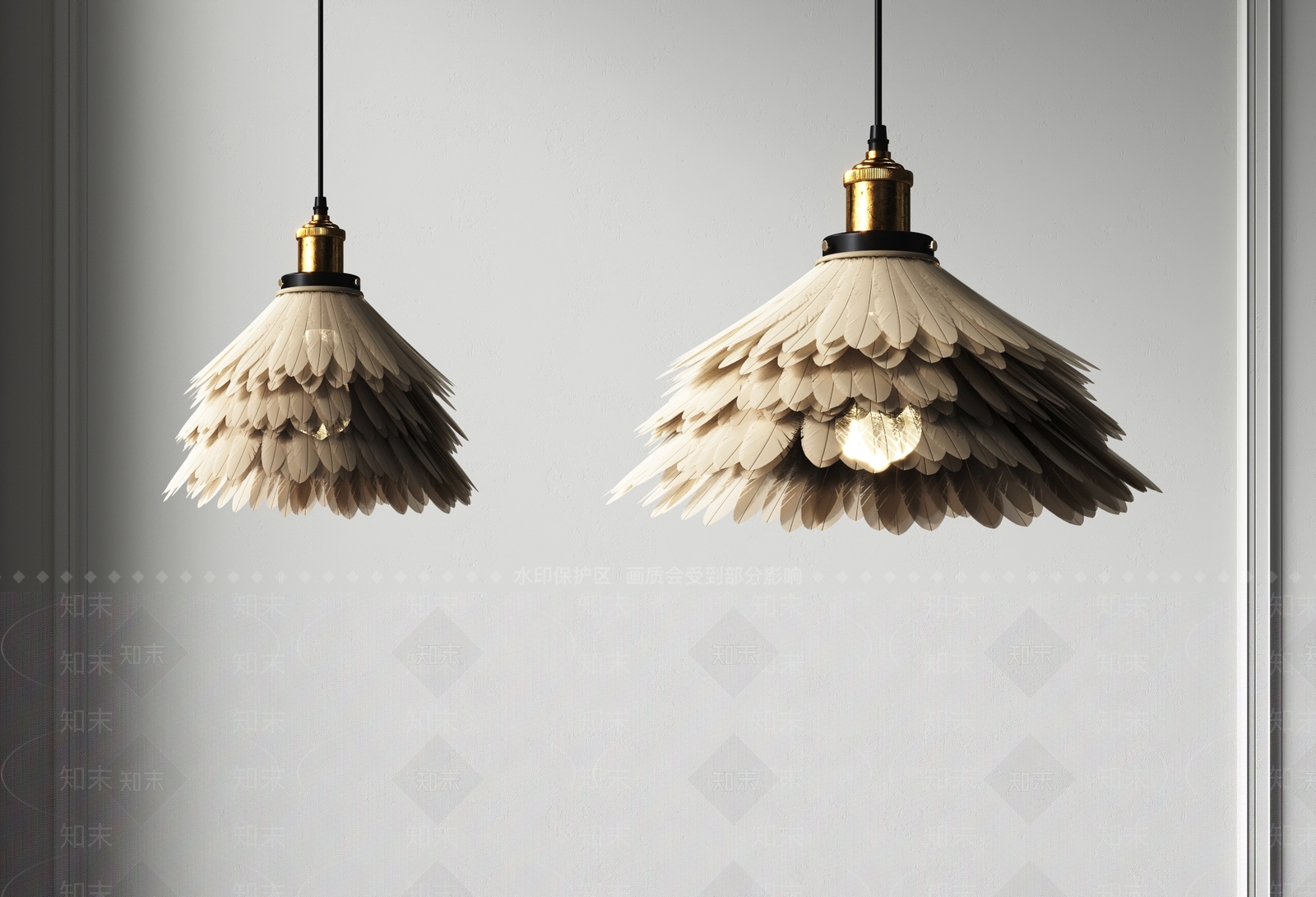 现代羽毛吊灯3D模型下载【ID:1114110072】