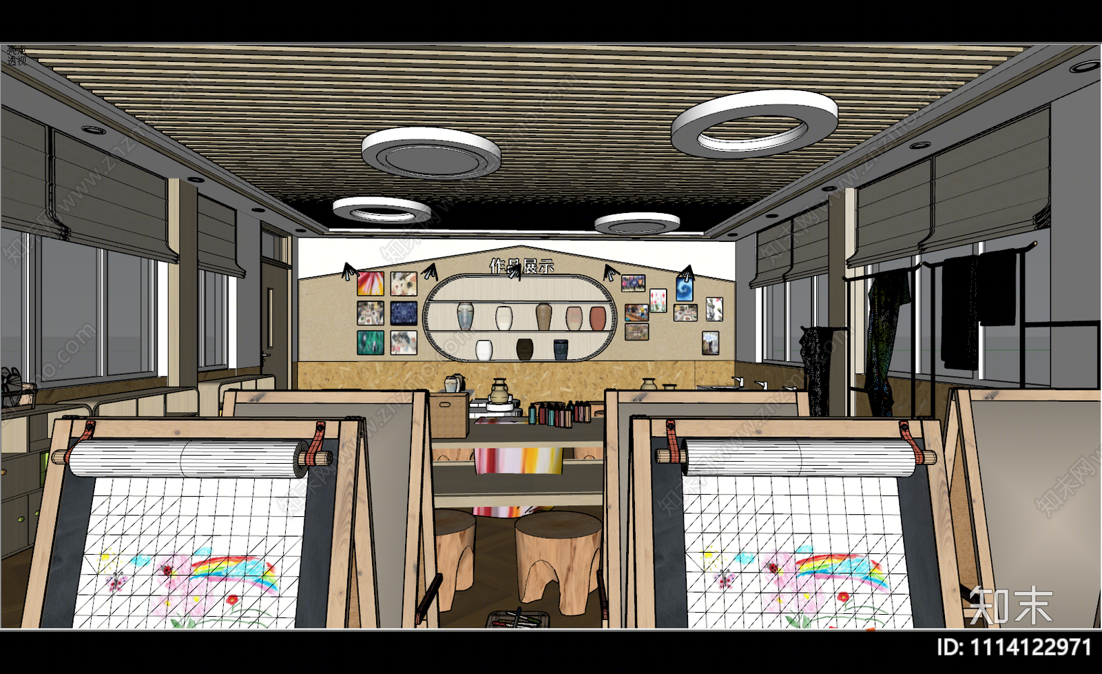 现代学校美术教室SU模型下载【ID:1114122971】