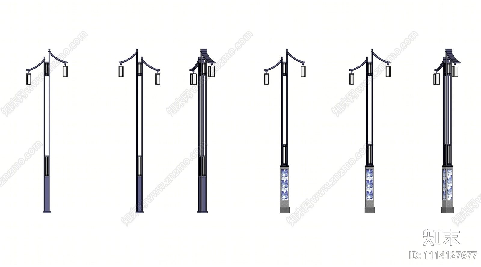 新中式景观路灯SU模型下载【ID:1114127677】