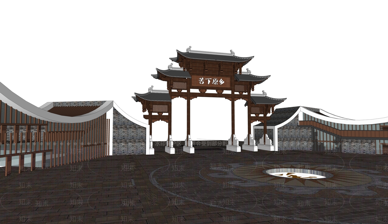 中式牌坊牌楼SU模型下载【ID:1114132317】