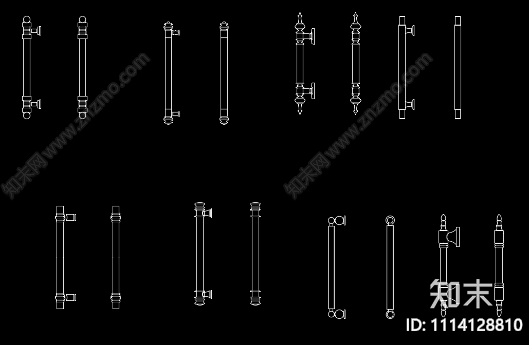 门把拉手CAD图块施工图下载【ID:1114128810】