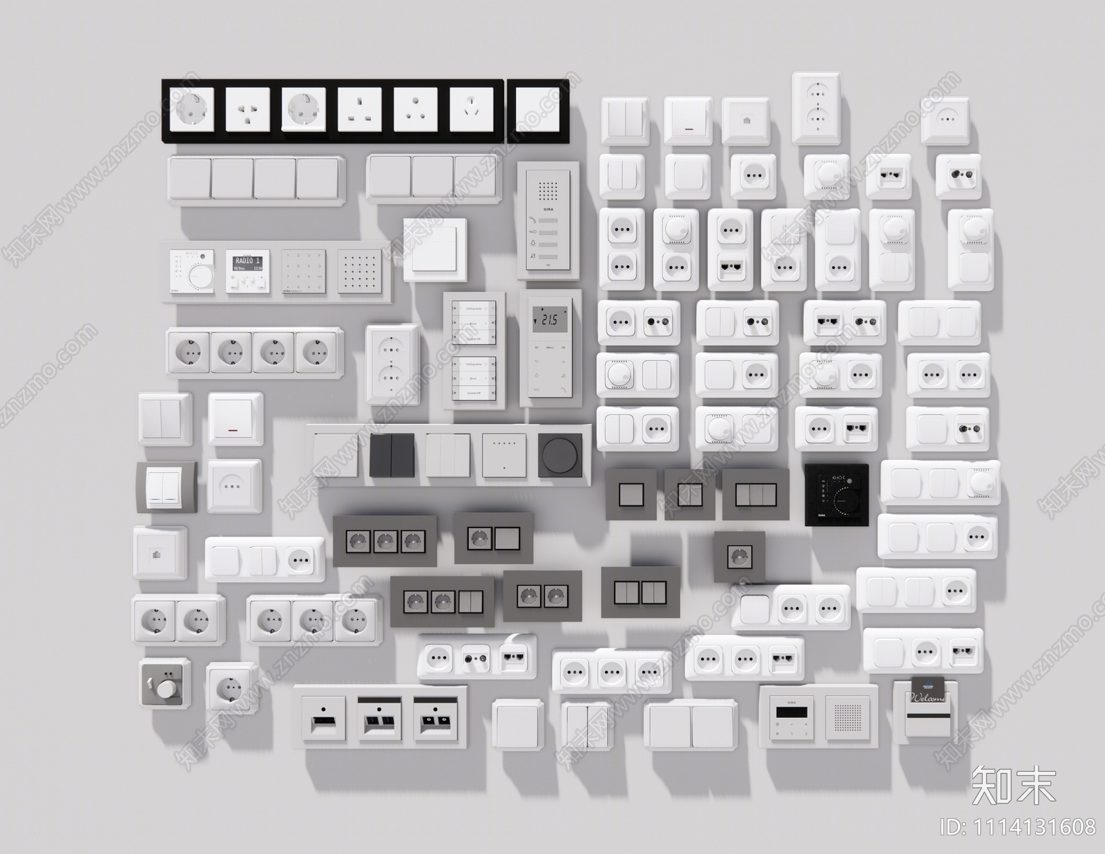 现代开关插座组合SU模型下载【ID:1114131608】