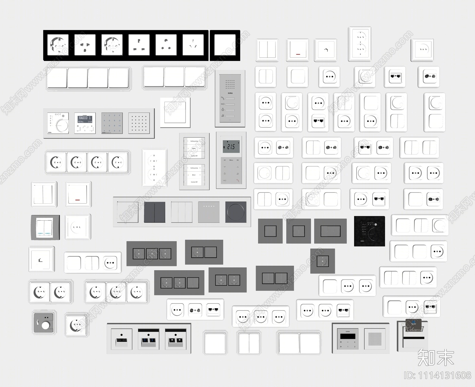 现代开关插座组合SU模型下载【ID:1114131608】