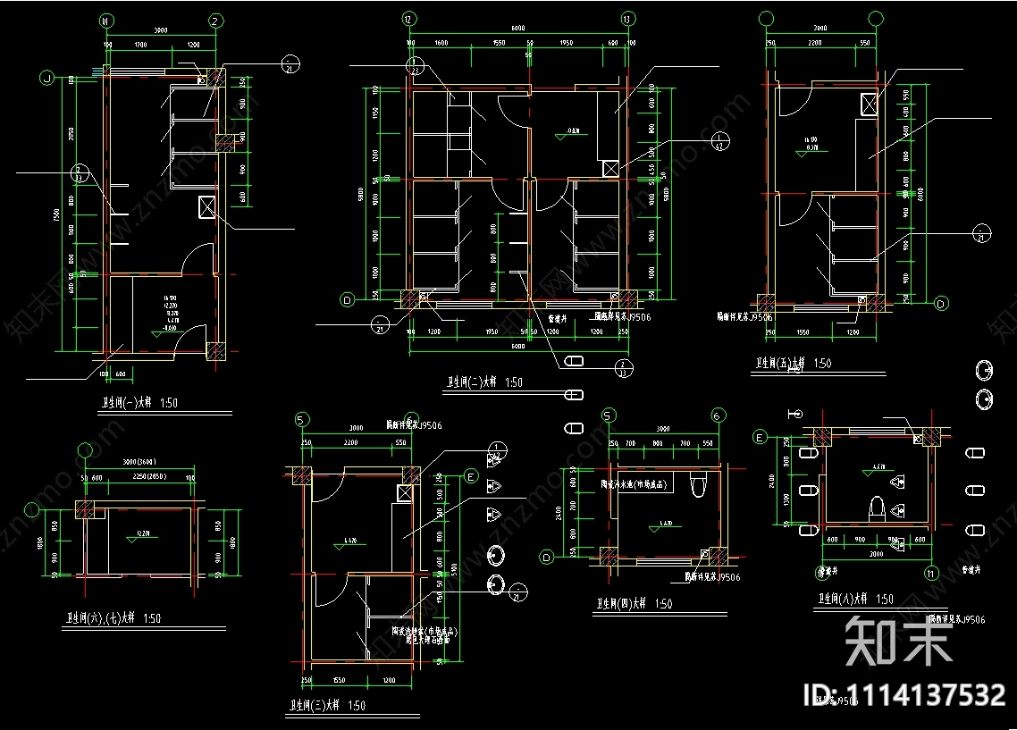 楼梯电梯卫生间节点大样CAD施工图下载【ID:1114137532】