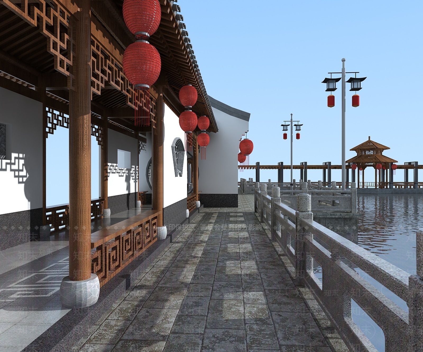 中式廊架3D模型下载【ID:1114138272】