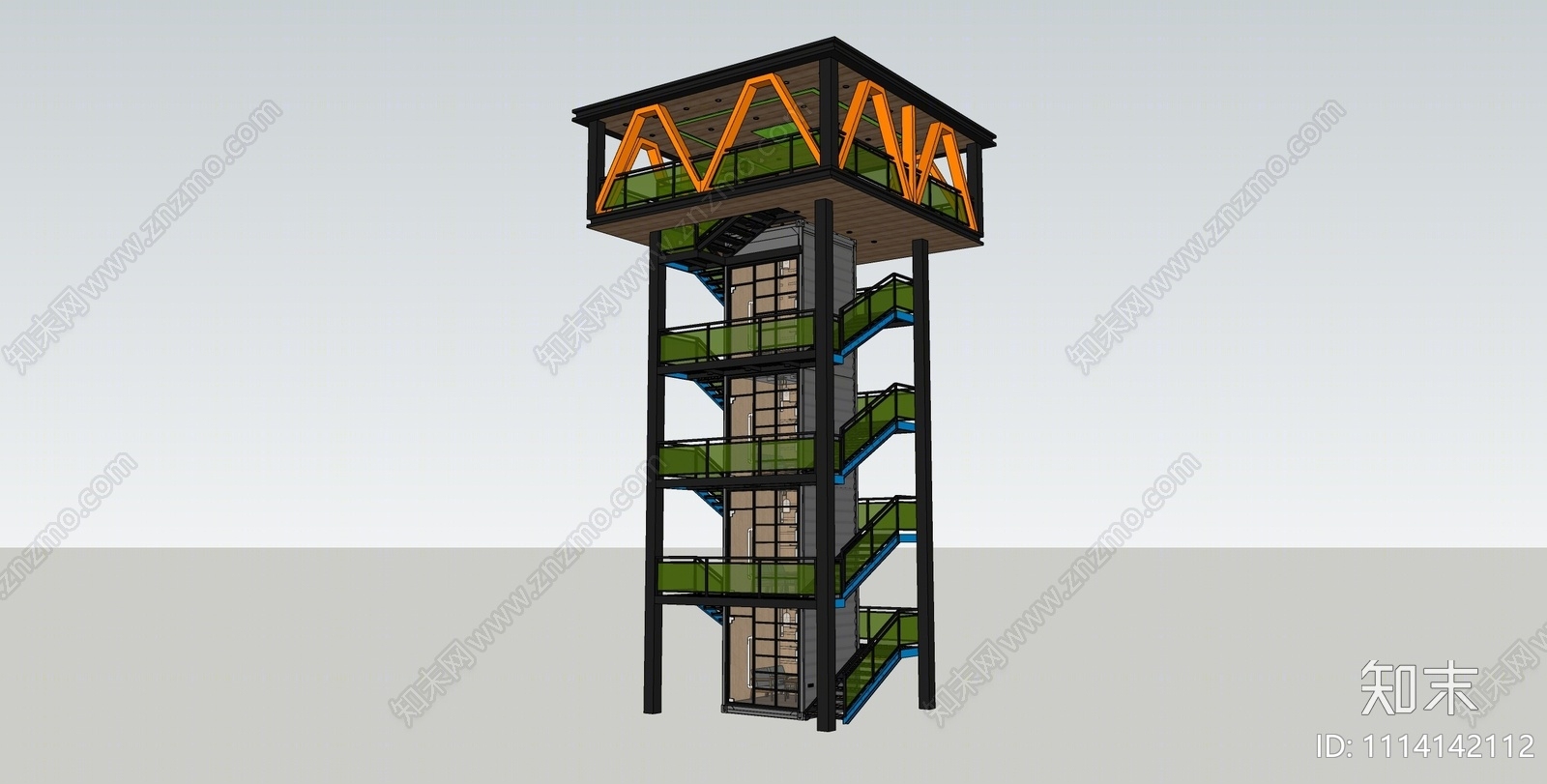 现代高山观景塔SU模型下载【ID:1114142112】