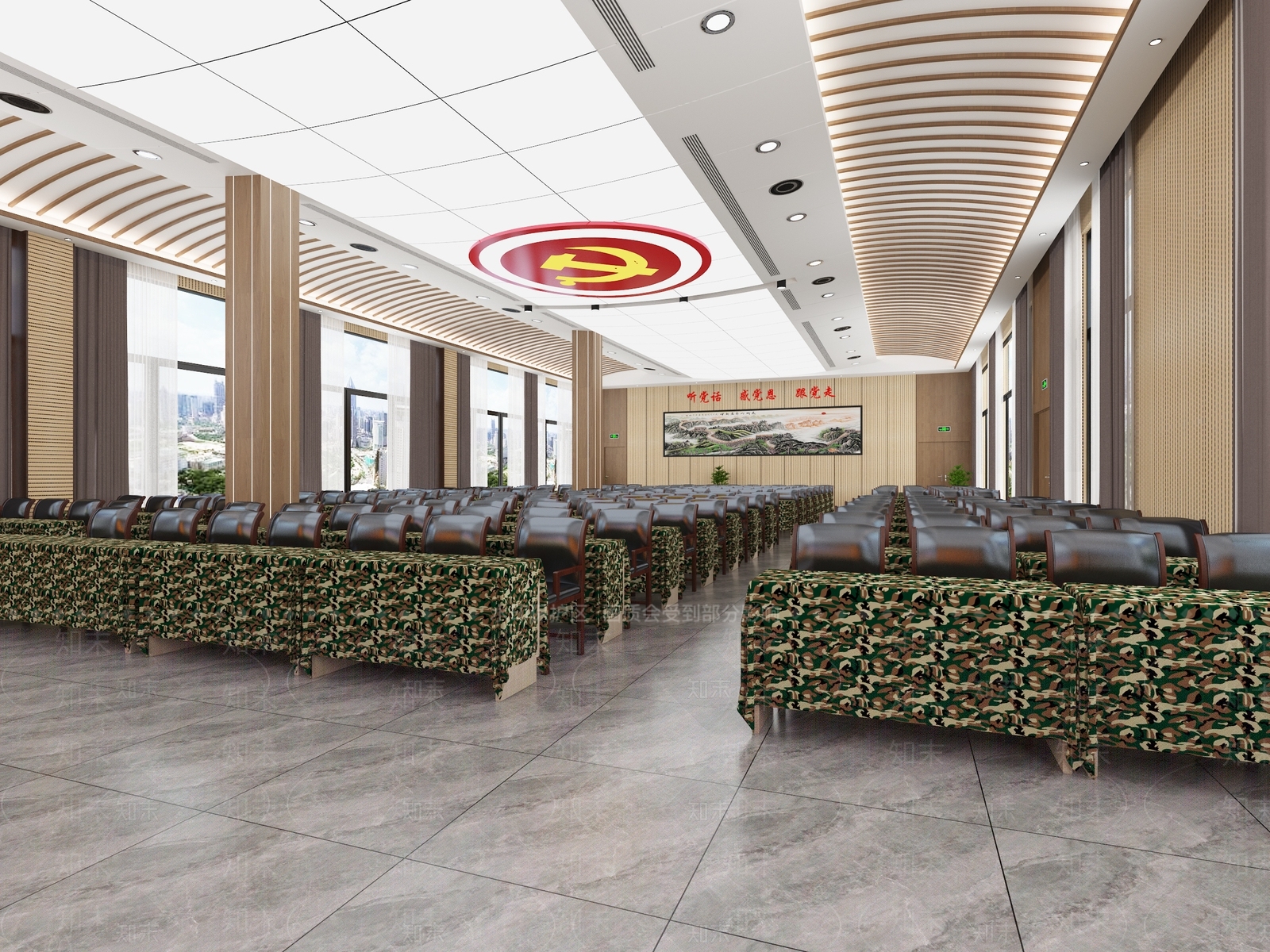 现代党建会议室3D模型下载【ID:1114147426】