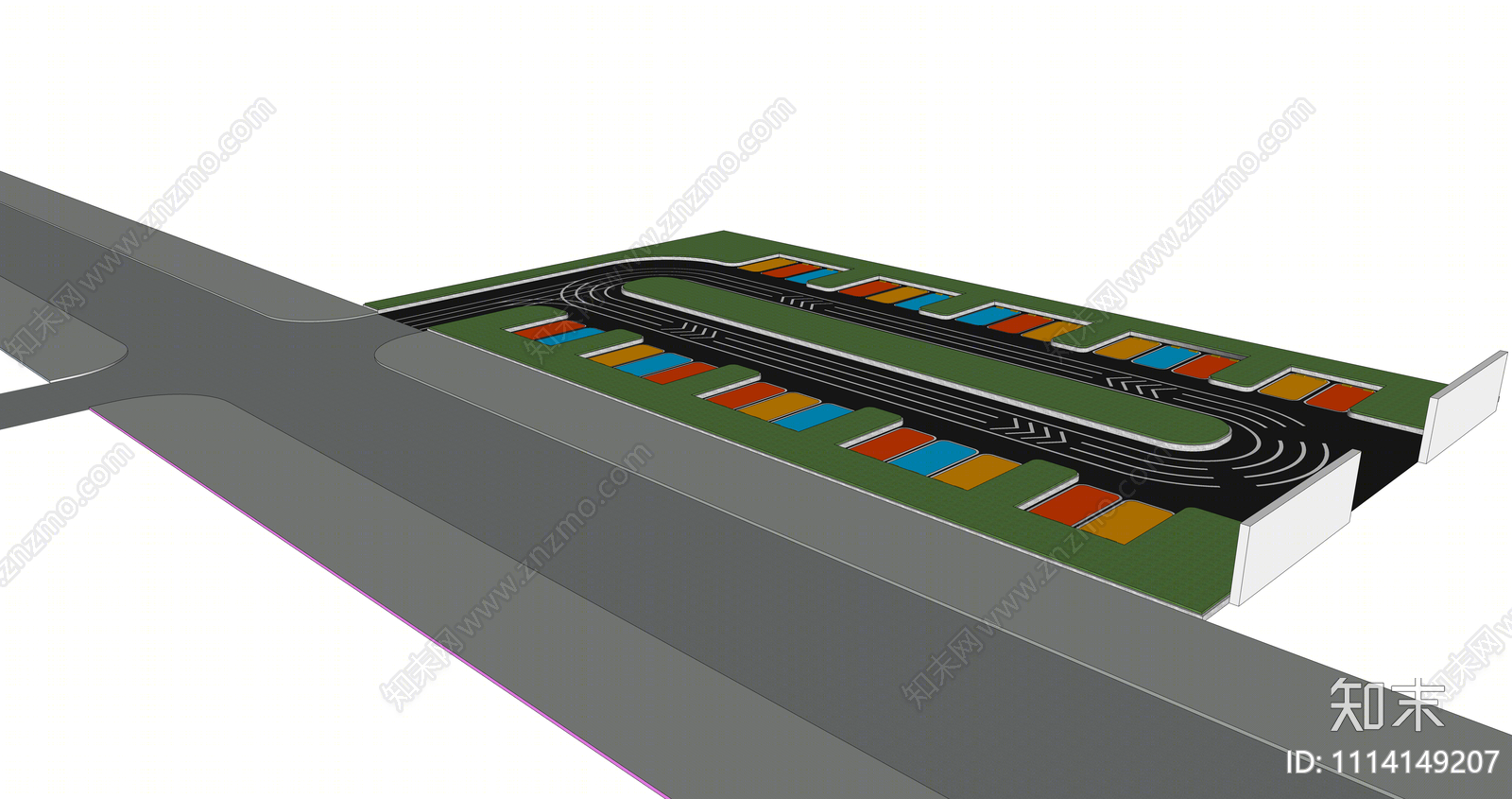 现代示范区停车场SU模型下载【ID:1114149207】