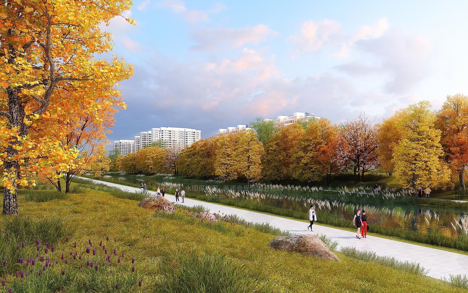 现代河道景观3D模型下载【ID:1114150014】