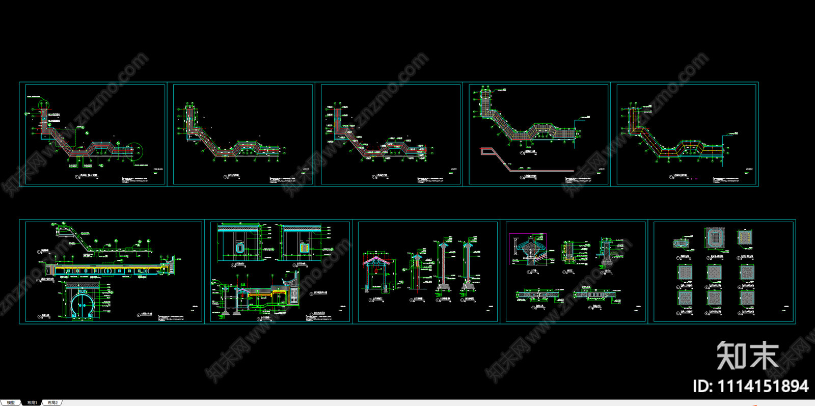 古建长廊详图施工图下载【ID:1114151894】