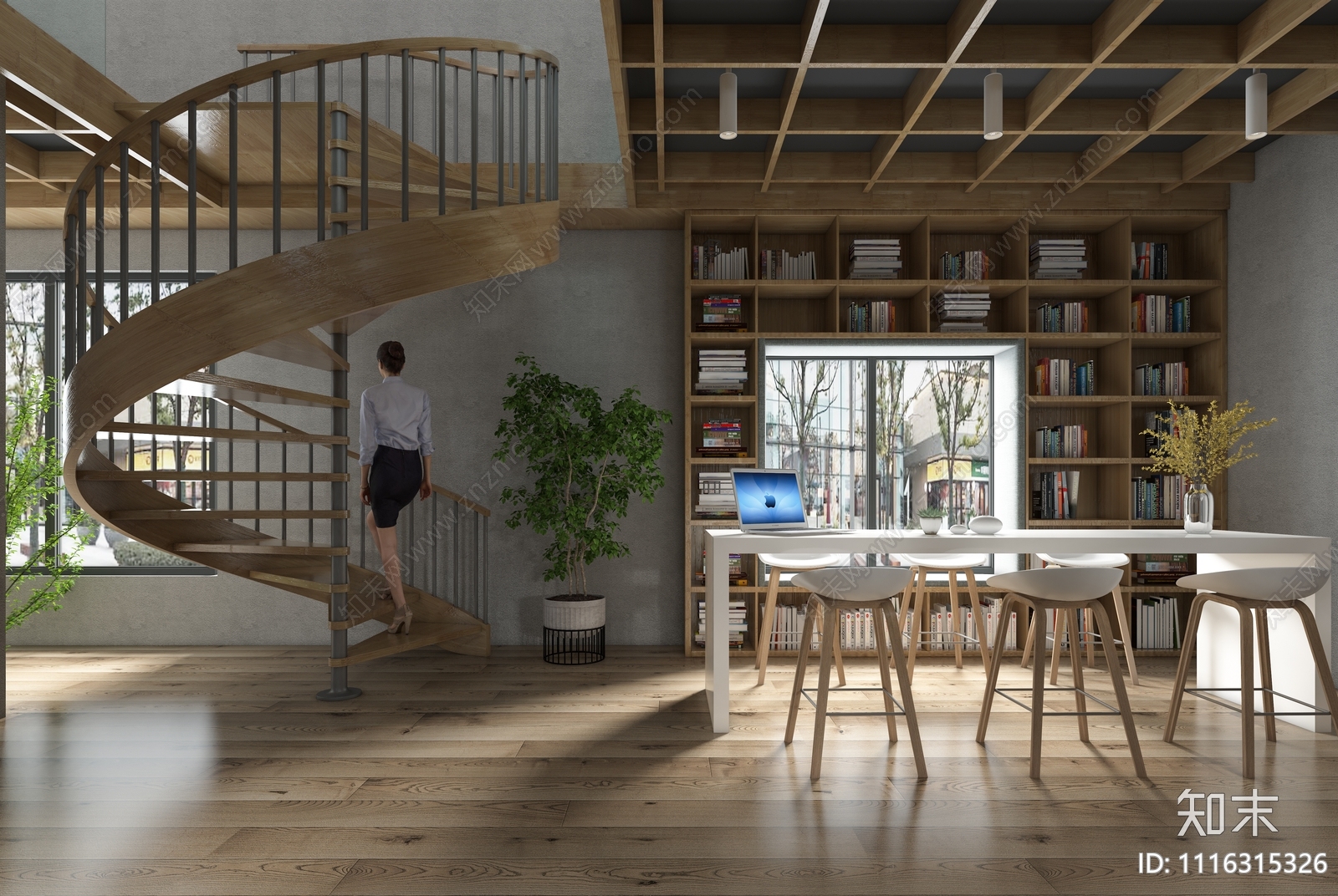 书屋概念方案施工图效果图cad施工图下载【ID:1116315326】