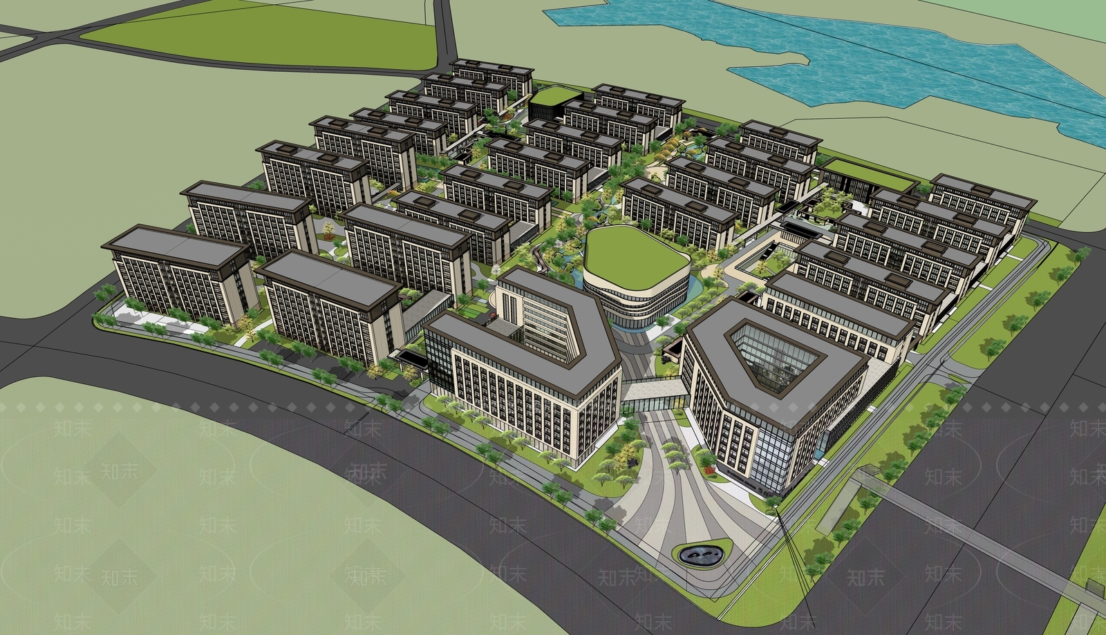 新中式养老中心SU模型下载【ID:1114156683】