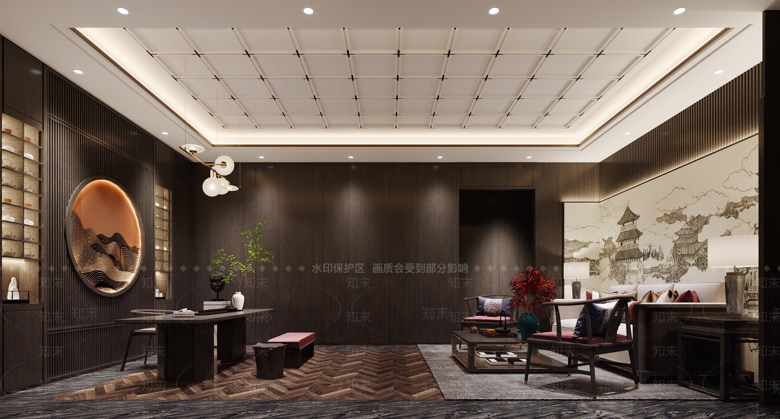 新中式茶馆包厢3D模型下载【ID:1114162609】