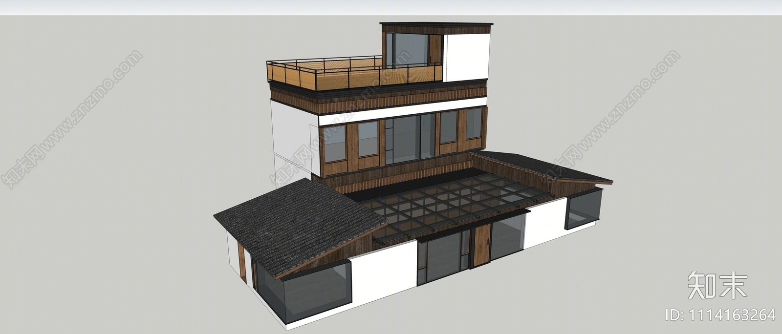 现代乡村民宿建筑SU模型下载【ID:1114163264】