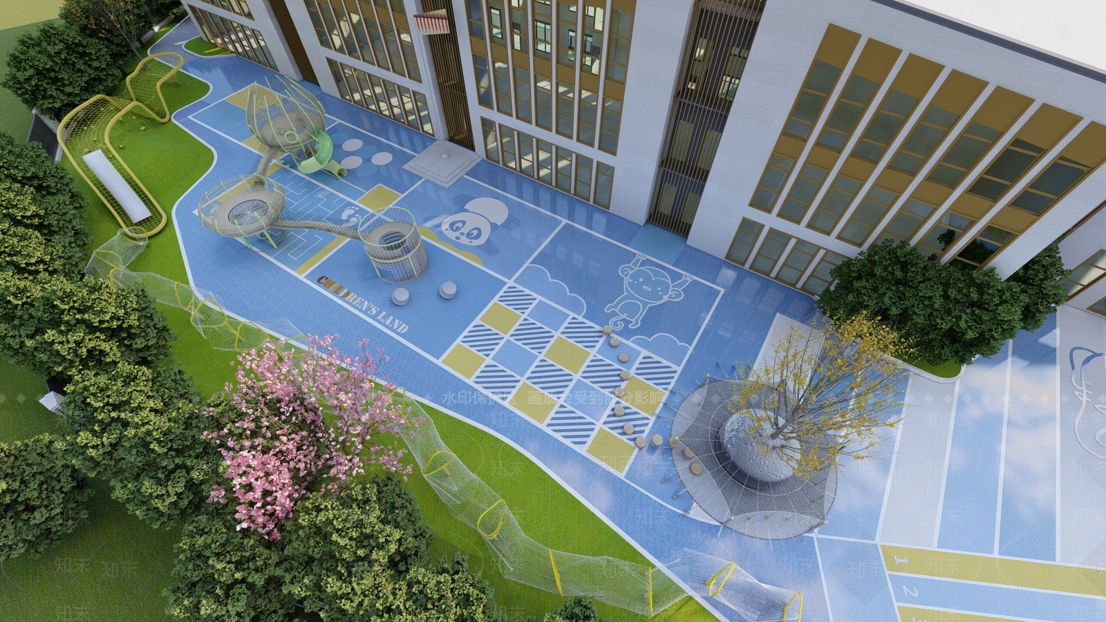 现代幼儿园儿童游乐区SU模型下载【ID:1114163426】