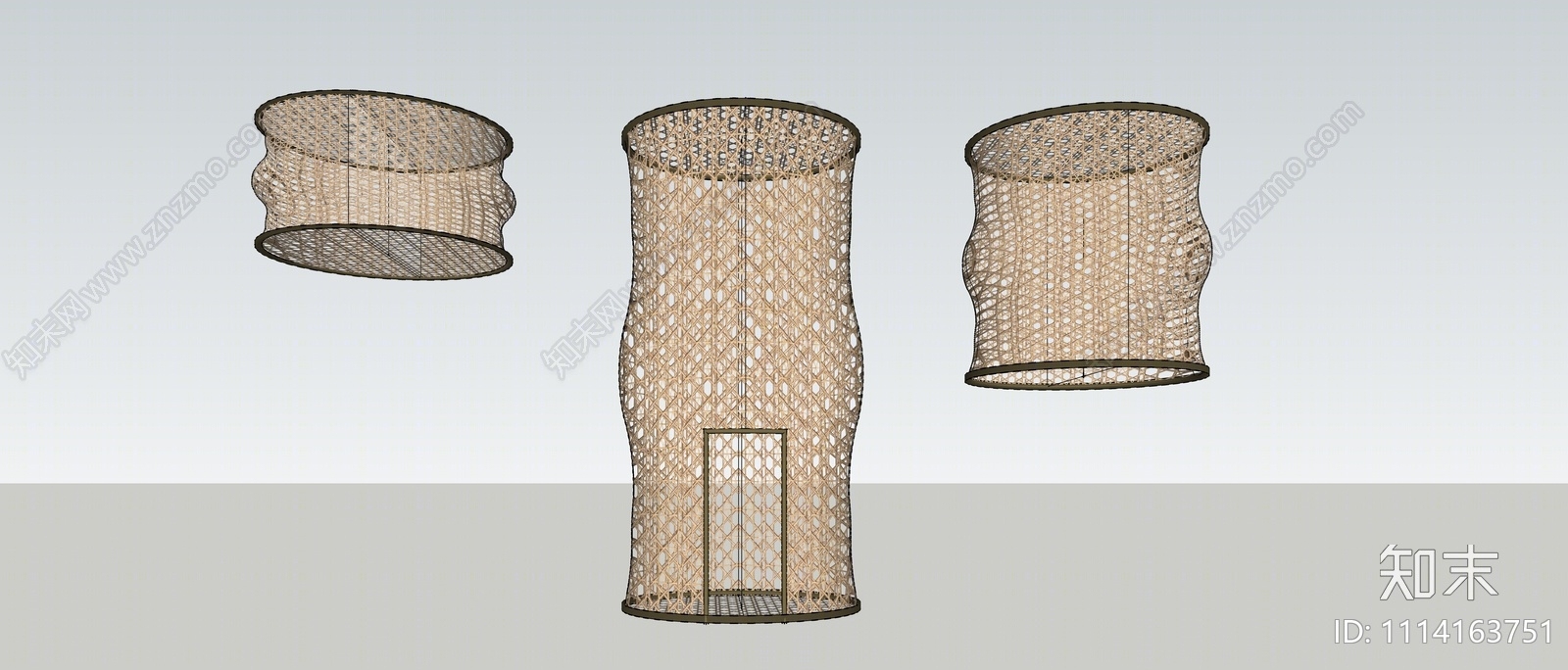 现代灯笼竹编构筑SU模型下载【ID:1114163751】