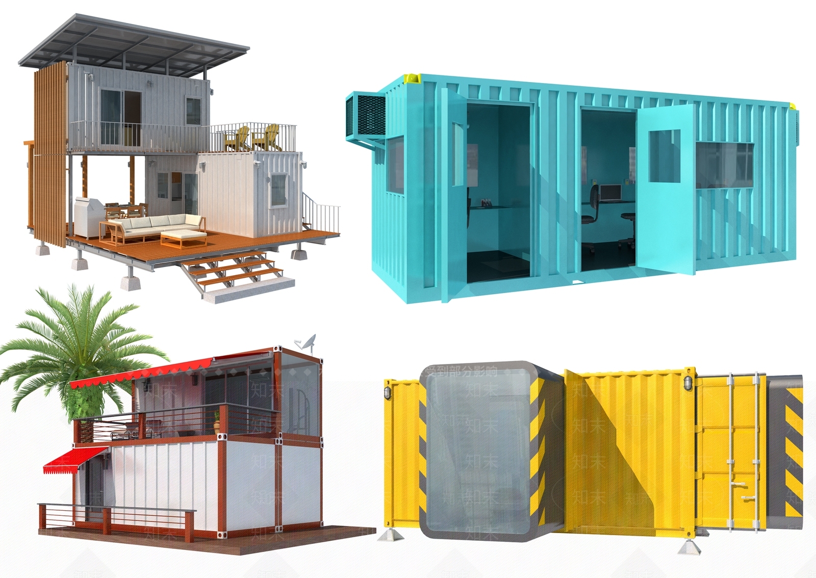 工业风集装箱活动房3D模型下载【ID:1114165153】