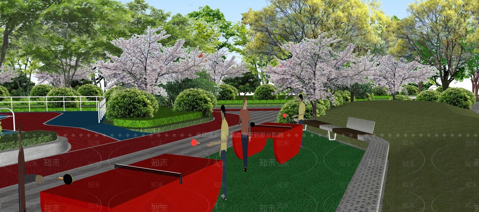 现代运动公园景观SU模型下载【ID:1114165703】