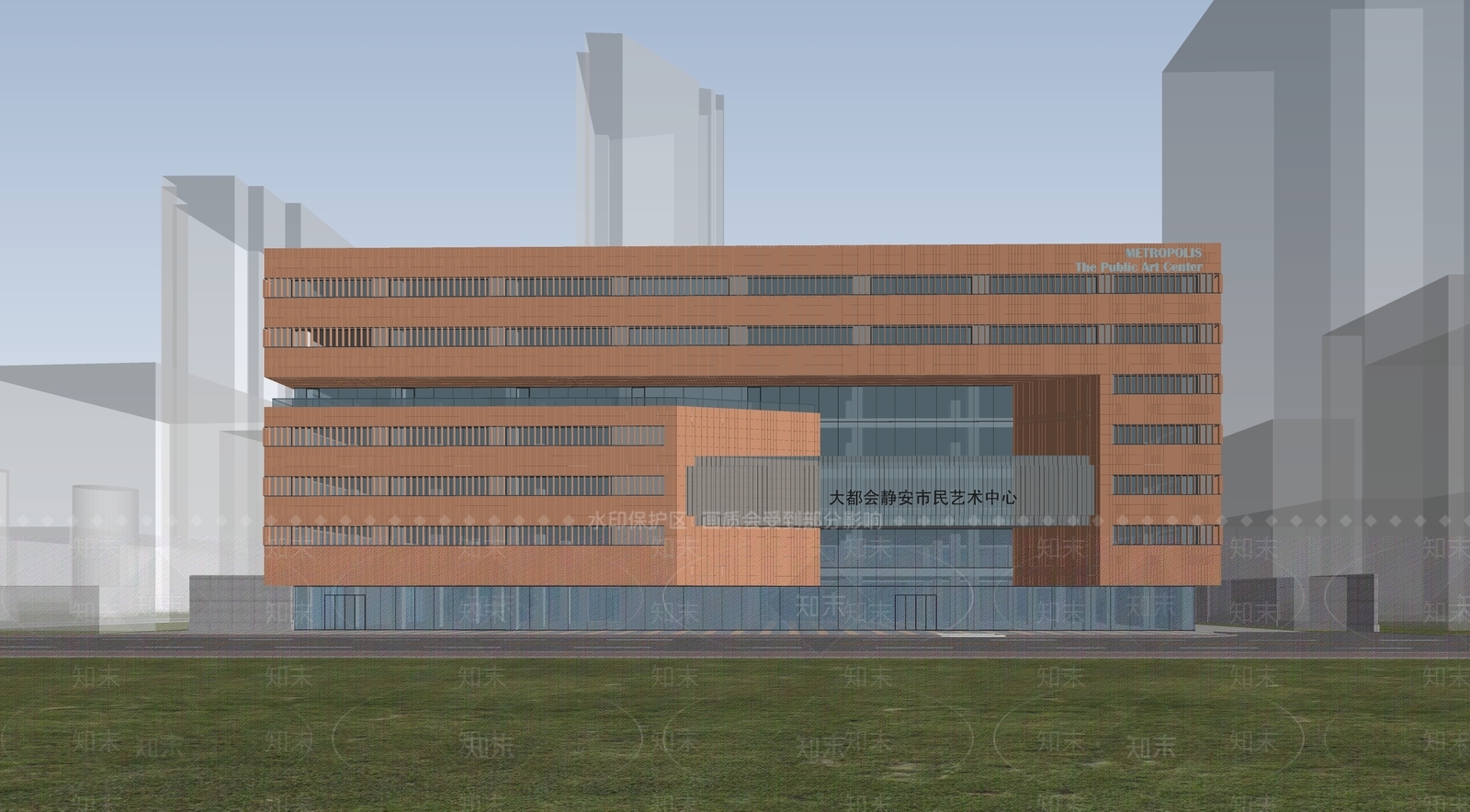 现代市民艺术中心建筑SU模型下载【ID:1114169658】