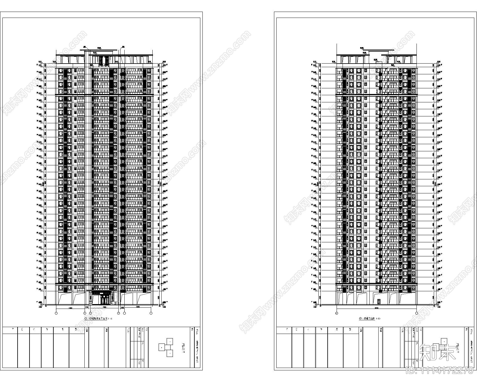 高层住宅CAD平立面施工图cad施工图下载【ID:1114172270】