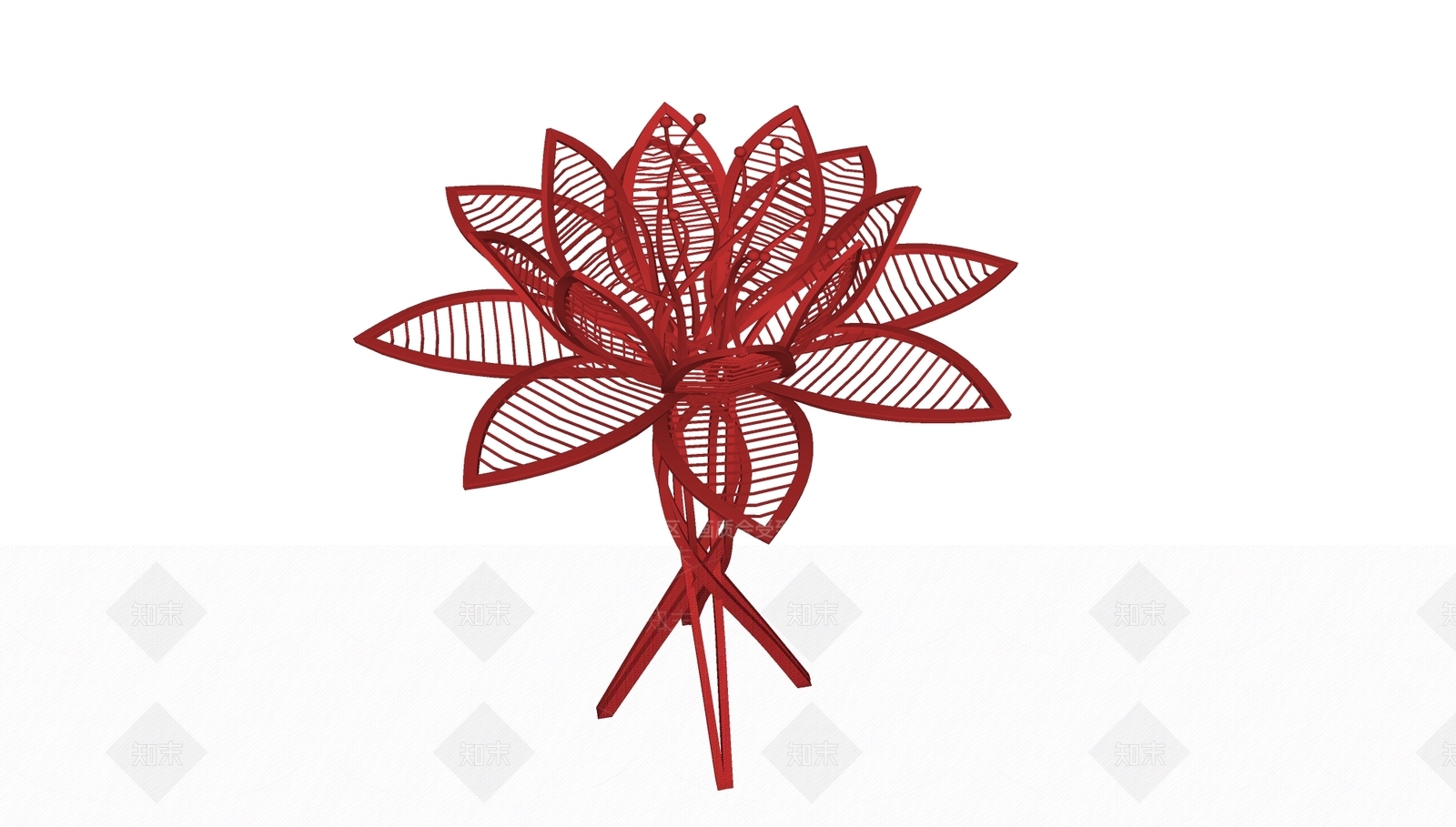 现代景观廊架莲花构筑物SU模型下载【ID:1114181094】