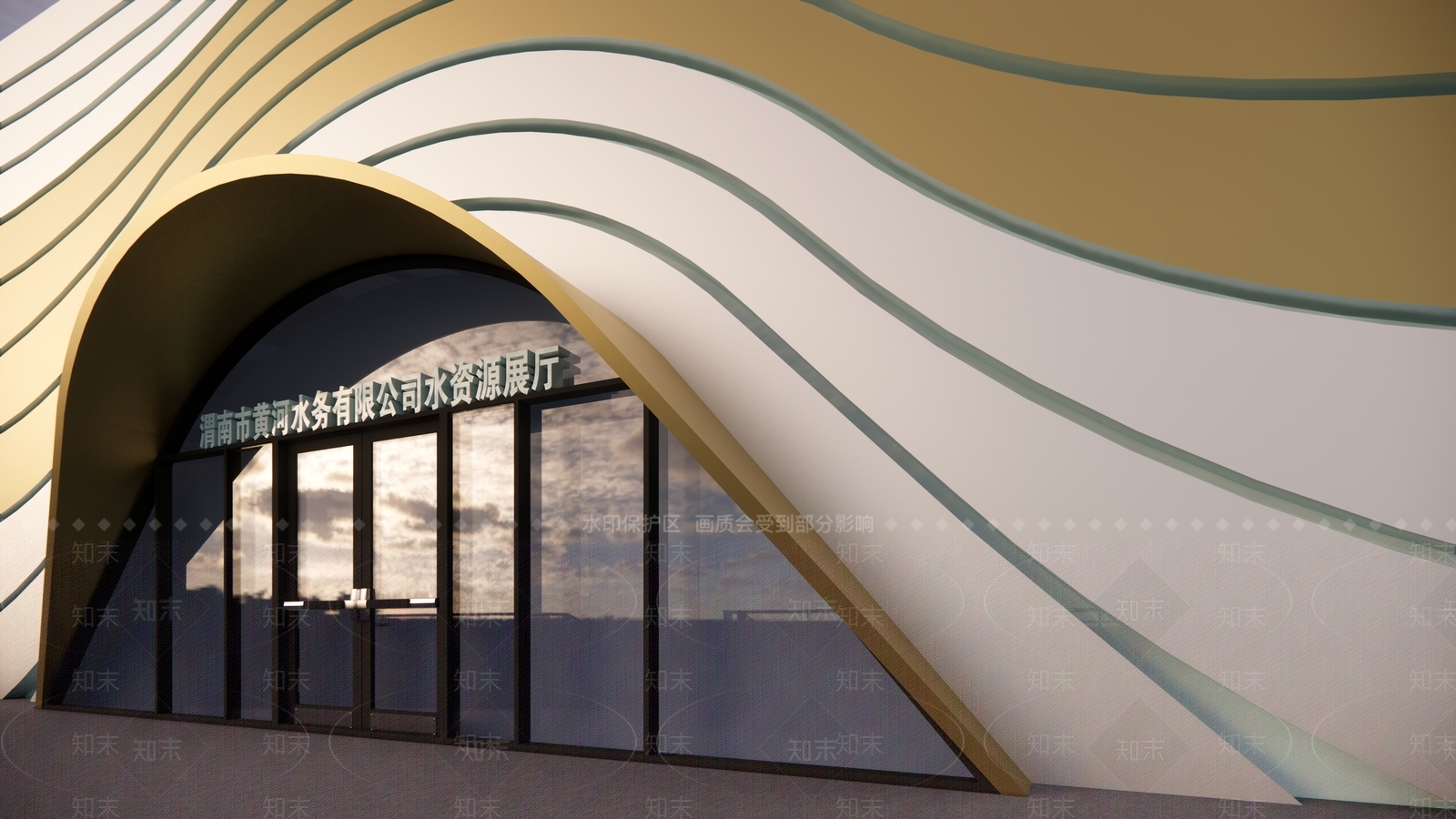 现代展厅建筑SU模型下载【ID:1114184485】