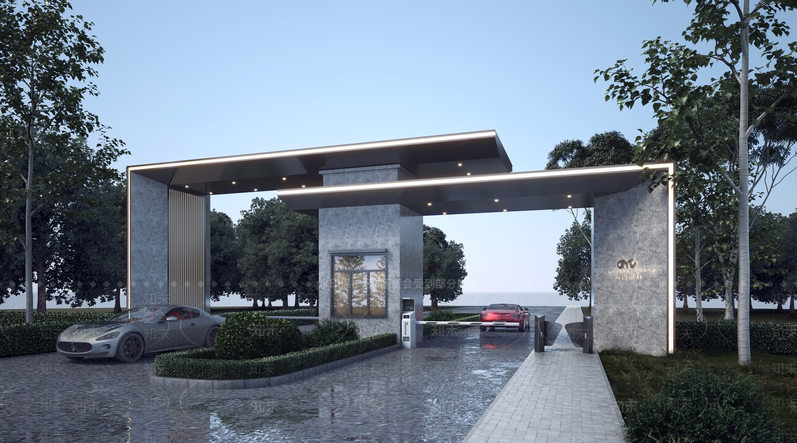 现代小区入口大门3D模型下载【ID:1114186136】