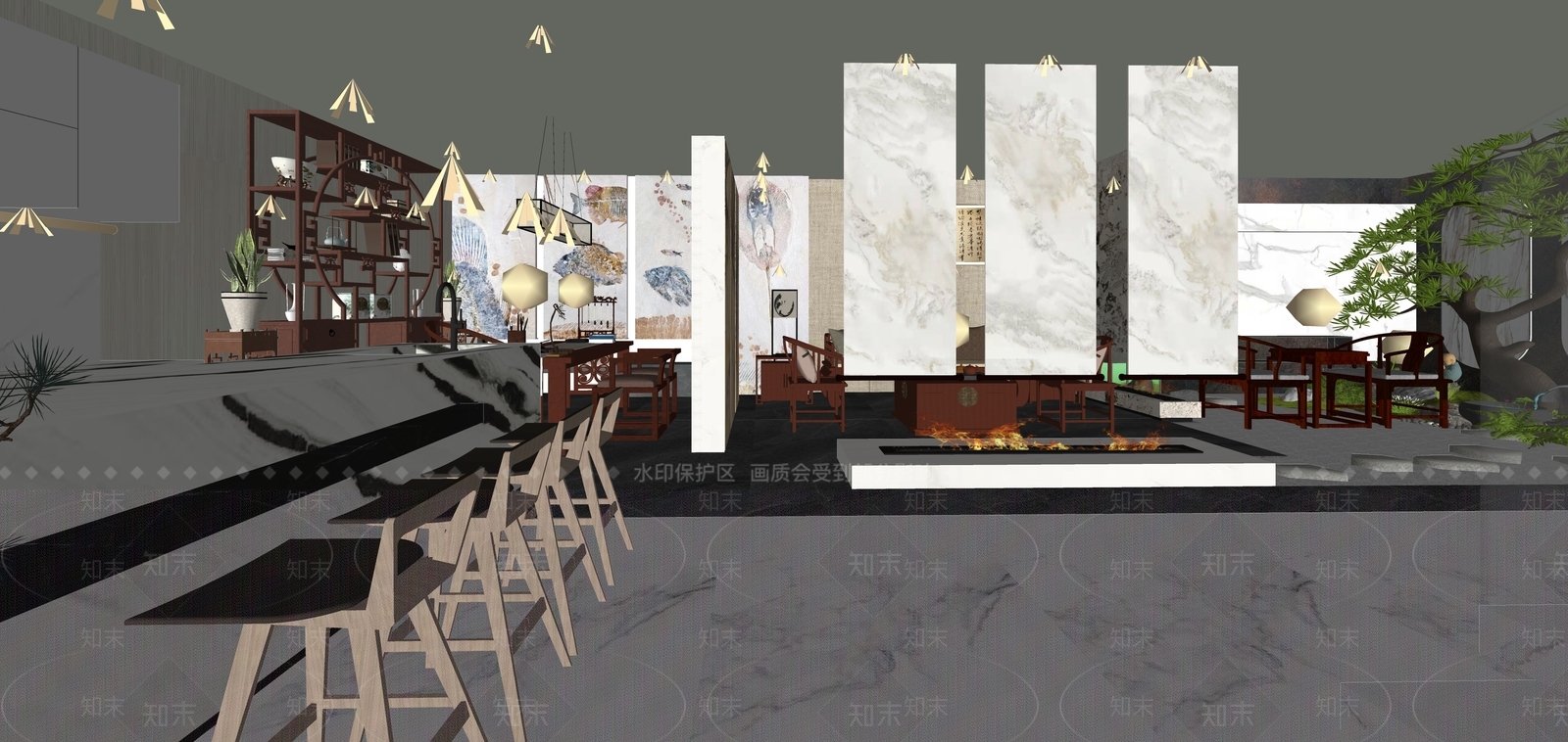 新中式其它休闲娱乐空间SU模型下载【ID:1114186767】
