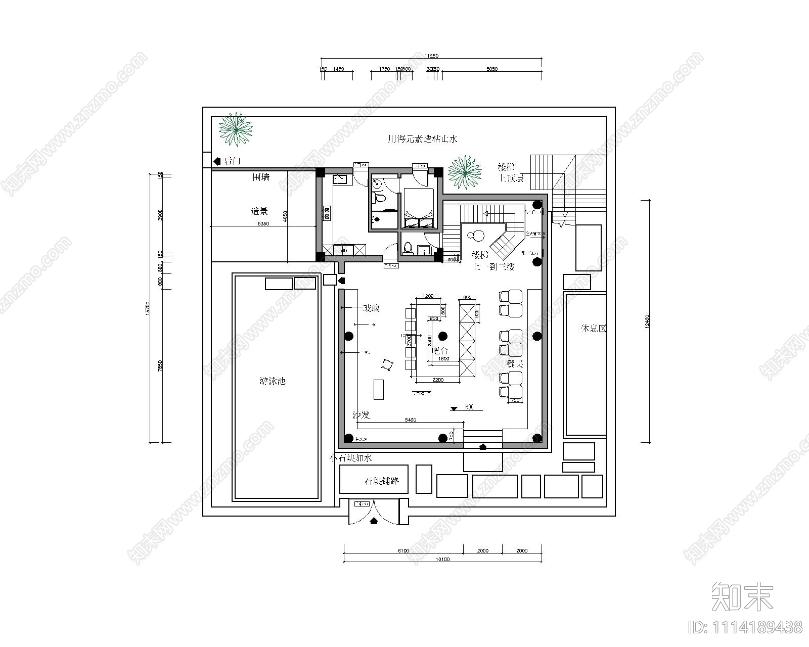 民宿平面施工图施工图下载【ID:1114189438】