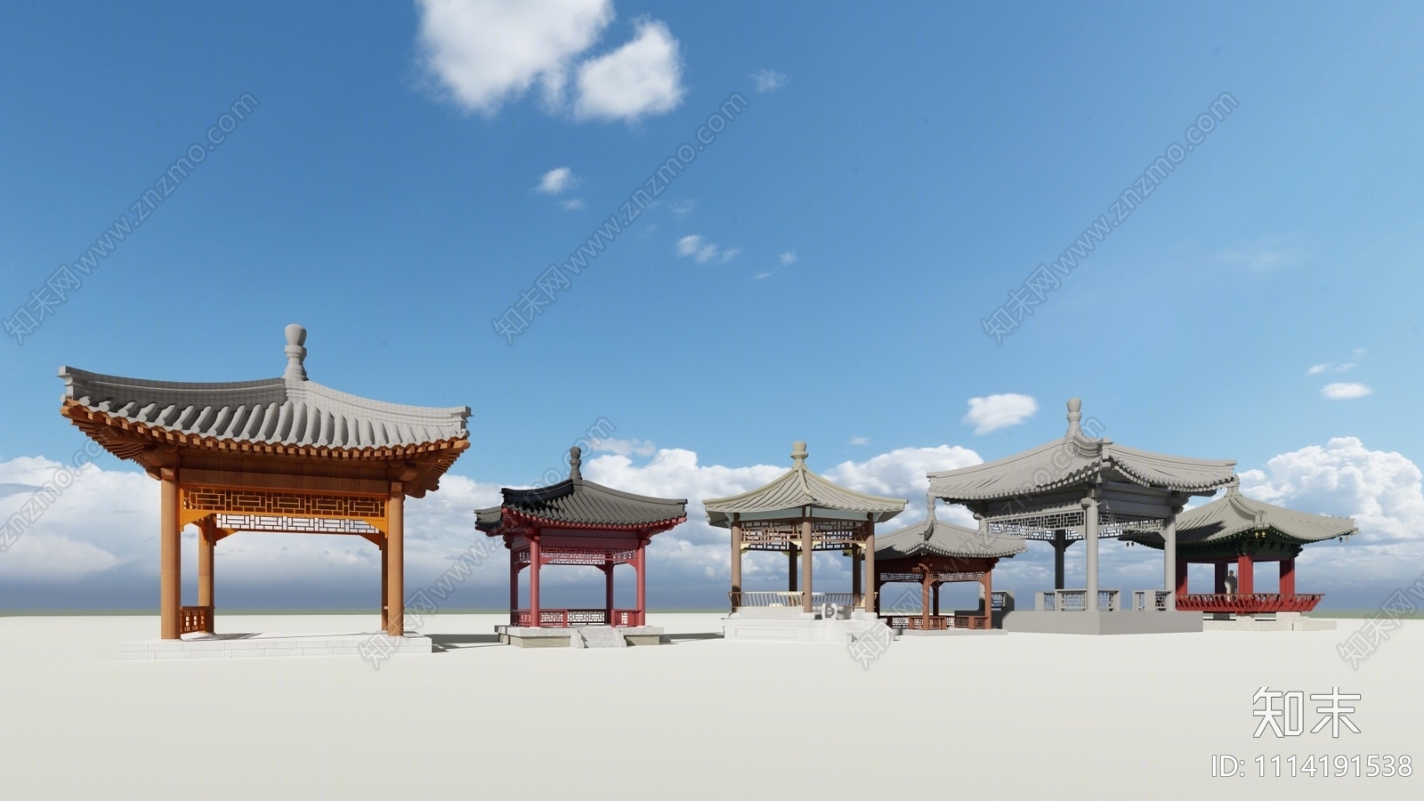 中式四角亭SU模型下载【ID:1114191538】