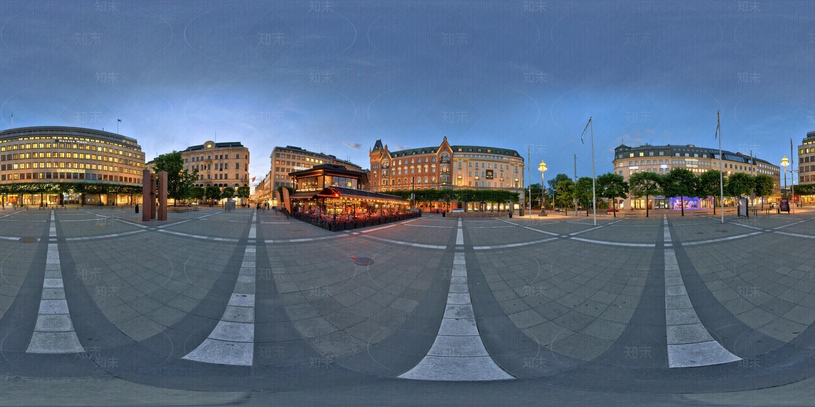 小镇商业广场黄昏HDR贴图下载【ID:1114195539】