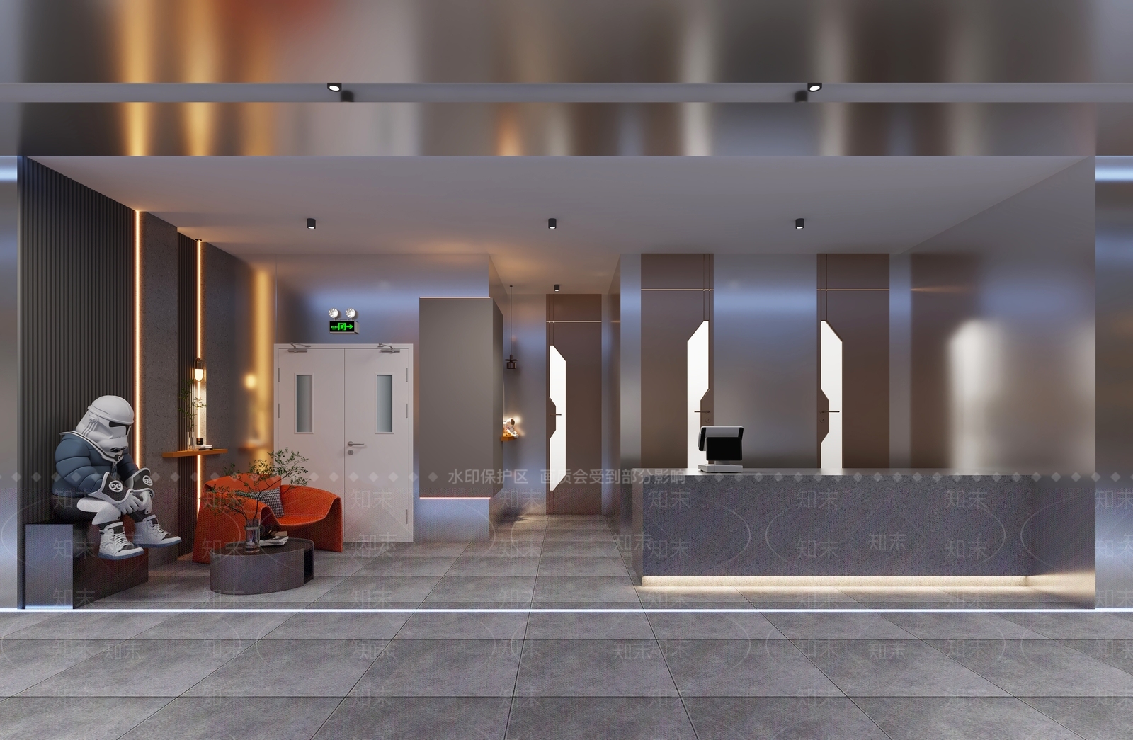 现代棋牌室前台3D模型下载【ID:1114199008】
