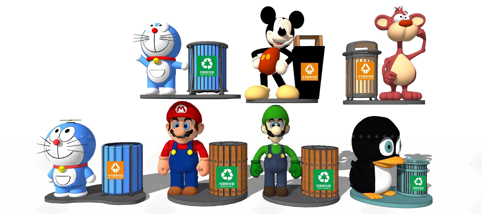 现代公共垃圾桶SU模型下载【ID:1114206293】