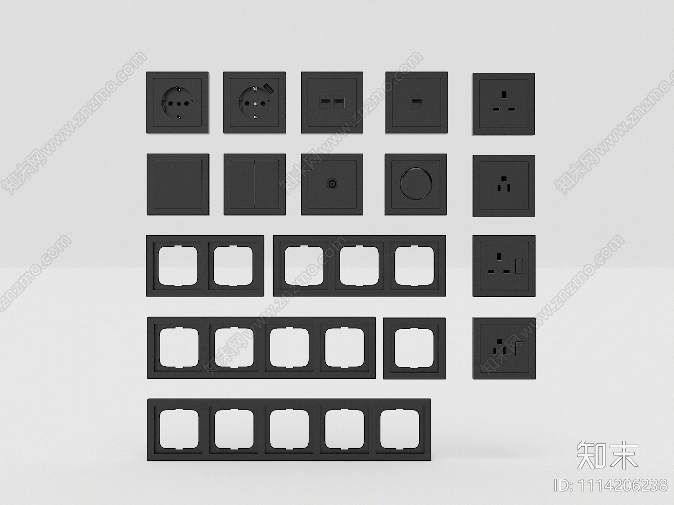 现代开关插座SU模型下载【ID:1114206238】