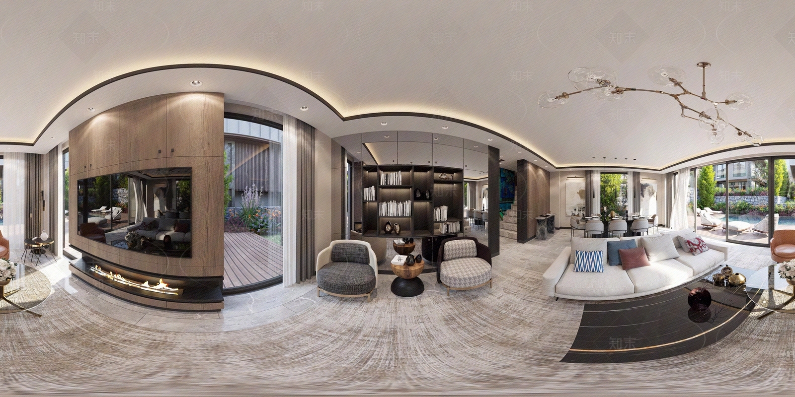 豪宅客餐厅室内HDR贴图下载【ID:1114207708】