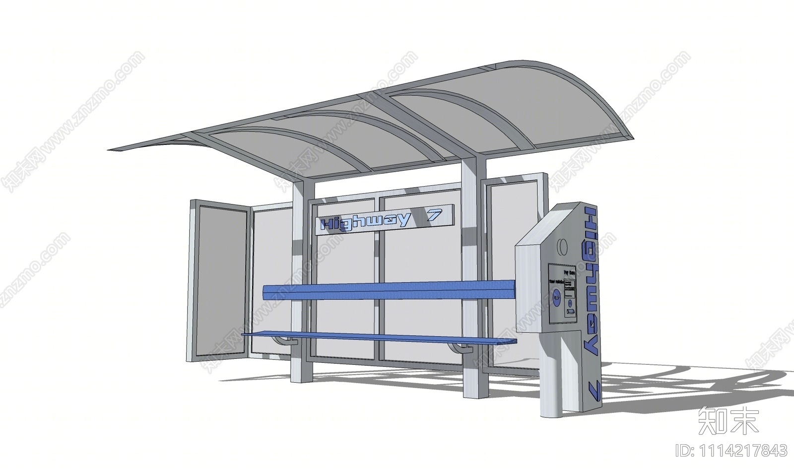 现代公交车站SU模型下载【ID:1114217843】