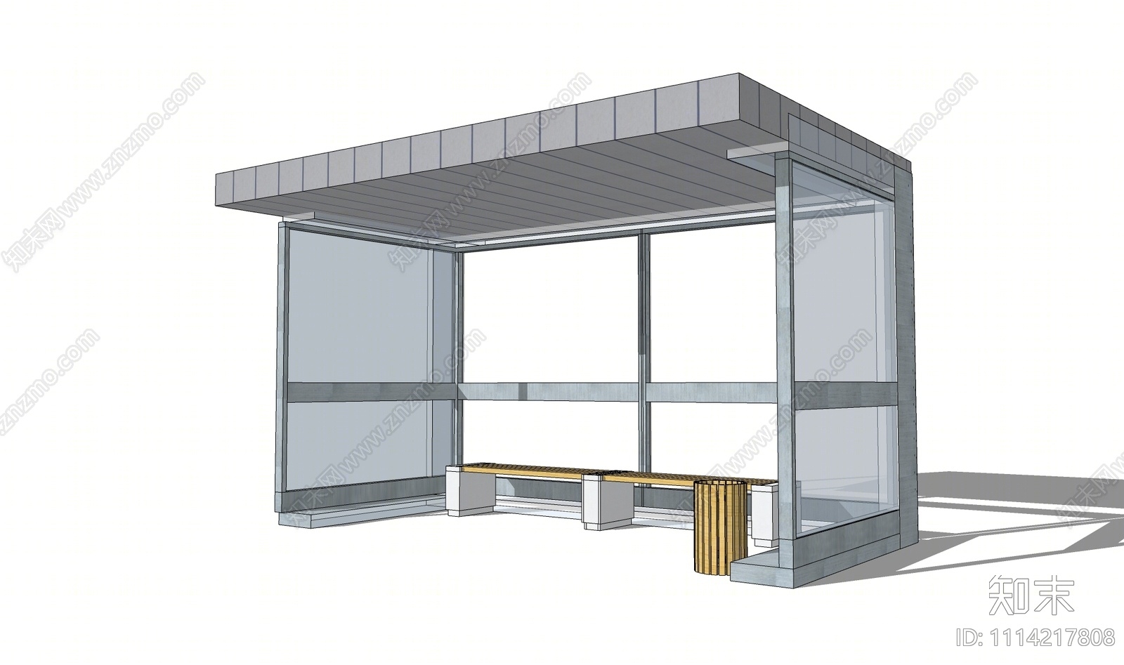 现代公交车站SU模型下载【ID:1114217808】