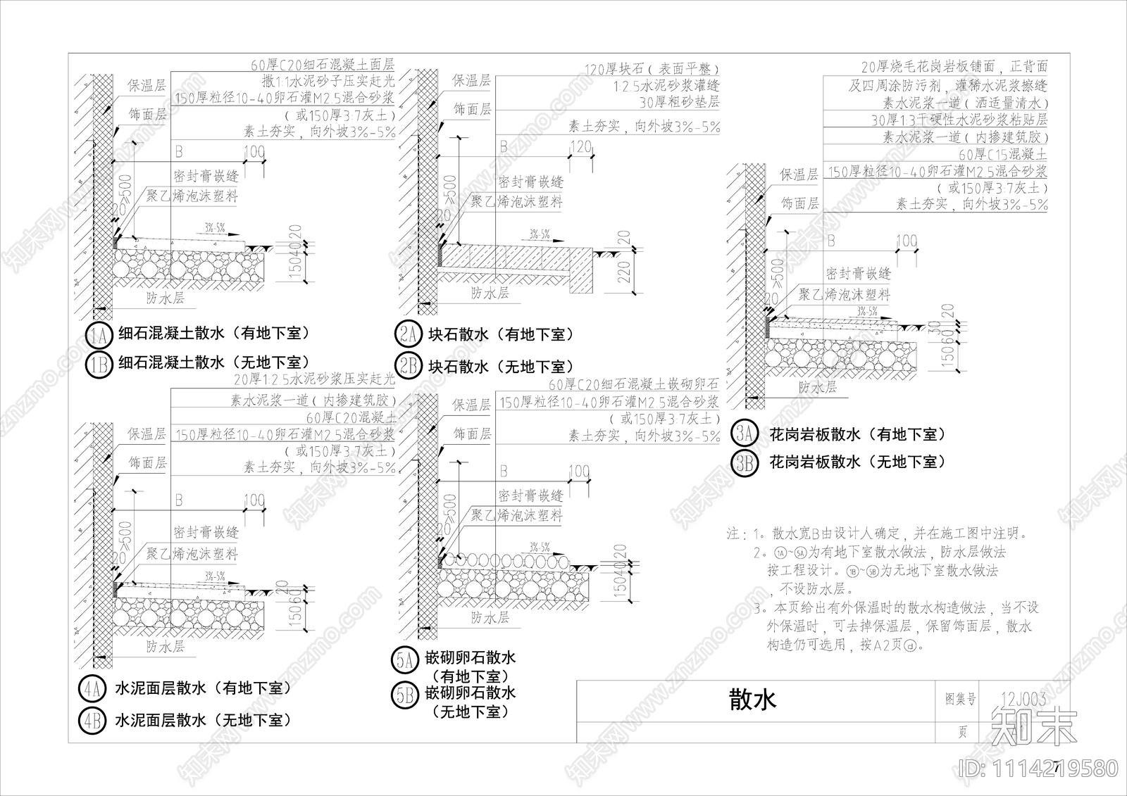 地面散水做法施工图下载【ID:1114219580】