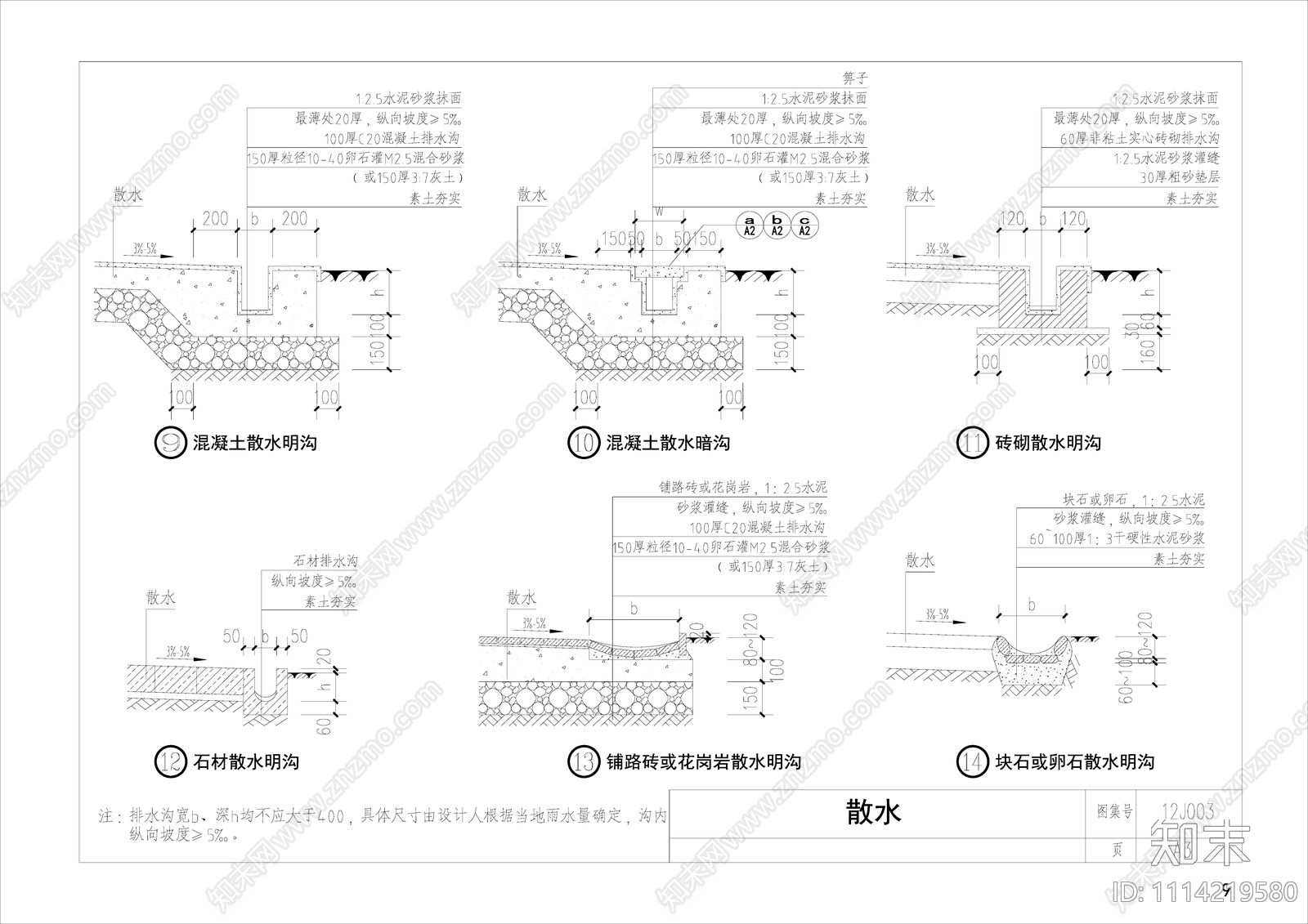 地面散水做法施工图下载【ID:1114219580】