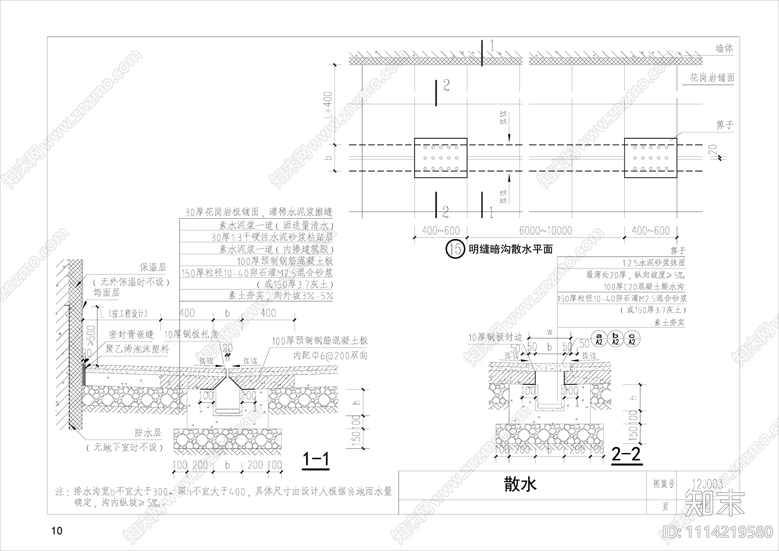 地面散水做法施工图下载【ID:1114219580】