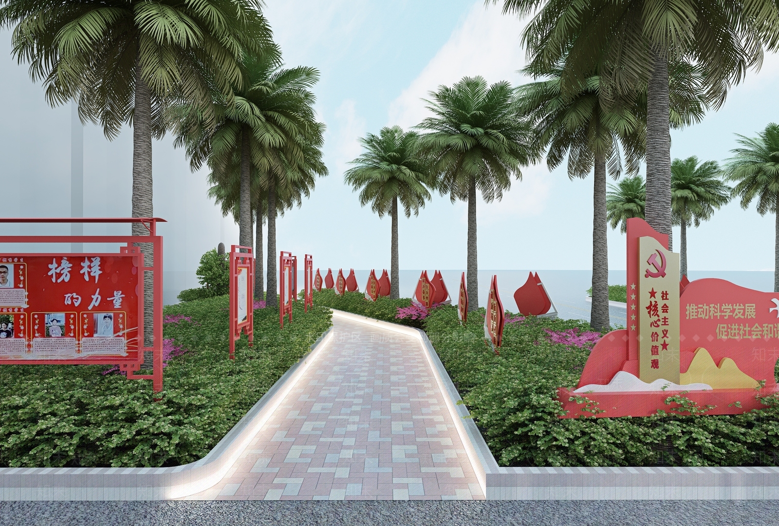 现代学校花坛3D模型下载【ID:1114229576】