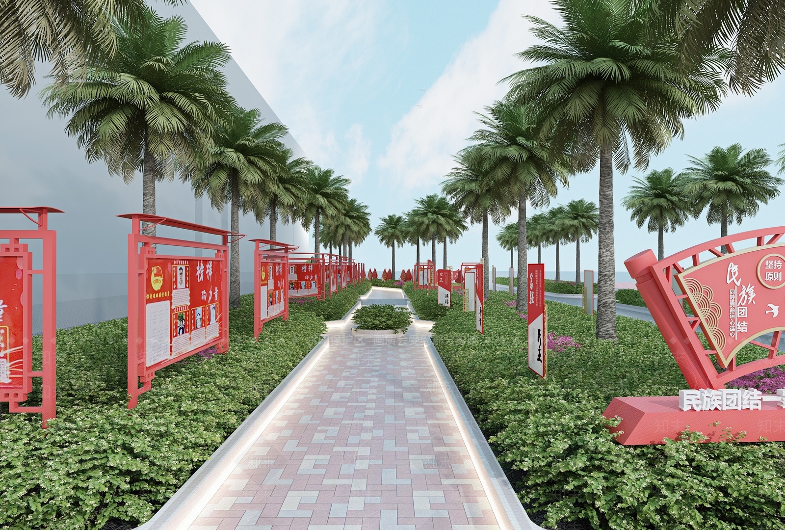现代学校花坛3D模型下载【ID:1114229576】