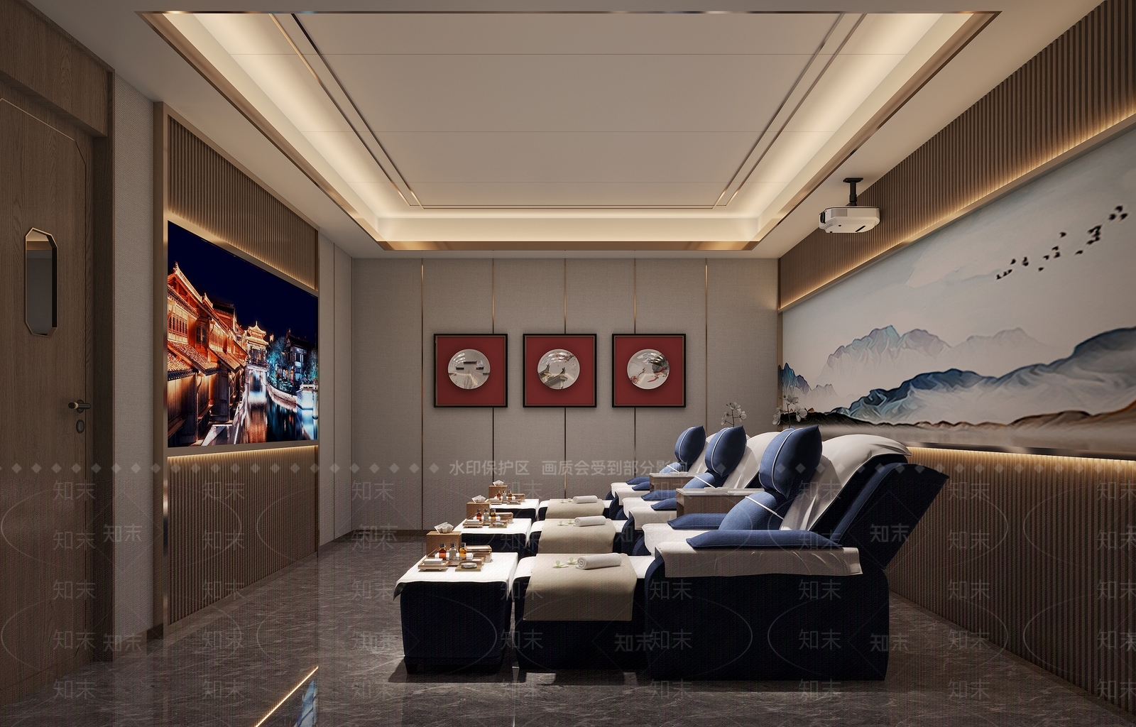 新中式足浴包间3D模型下载【ID:1114235890】