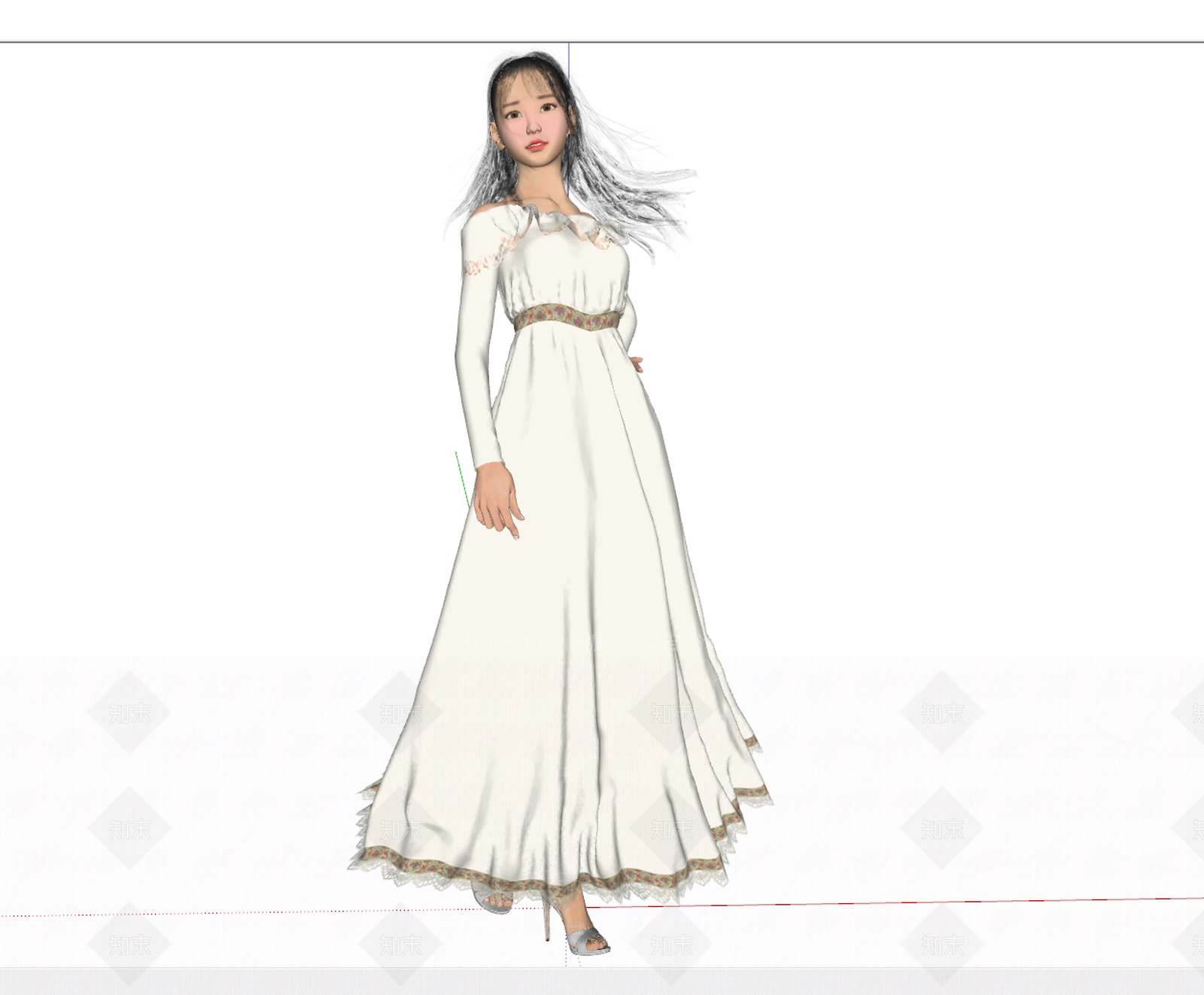 现代裙子美女人物SU模型下载【ID:1114237299】