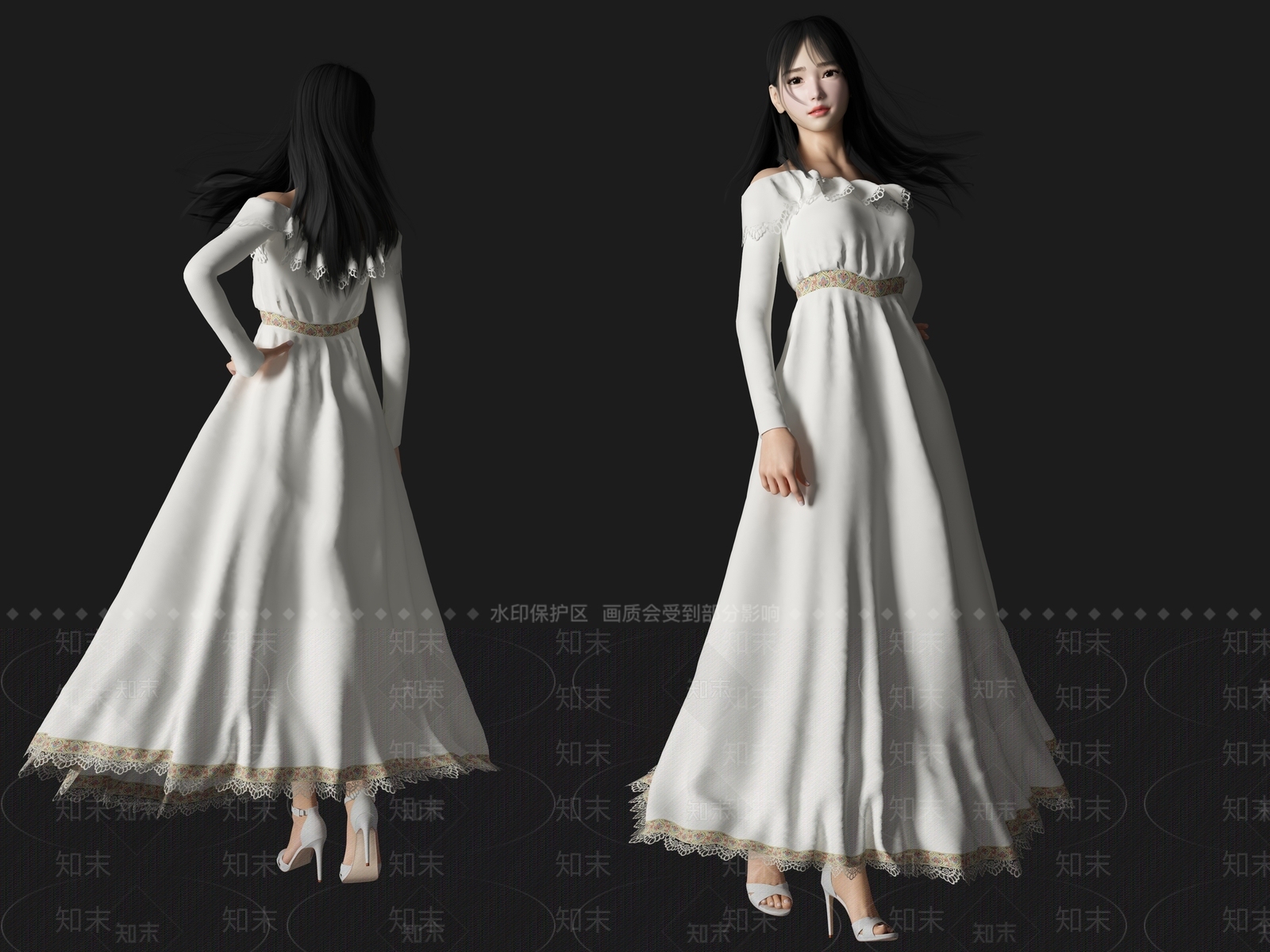 现代裙子美女人物SU模型下载【ID:1114237299】