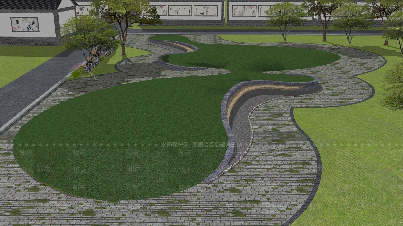 广场景观SU模型精品下载_SketchUp模型_知末网