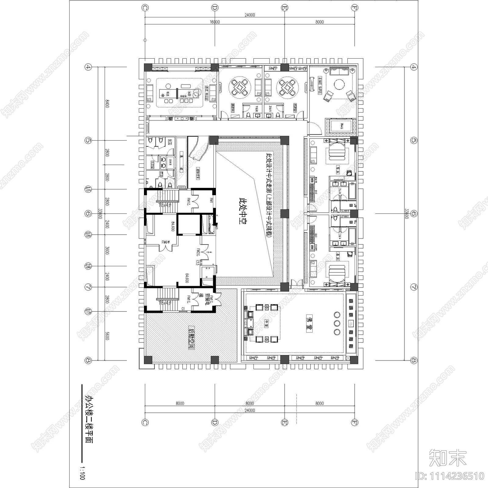 新中式红木整装会所平面布置图cad施工图下载【ID:1114236510】