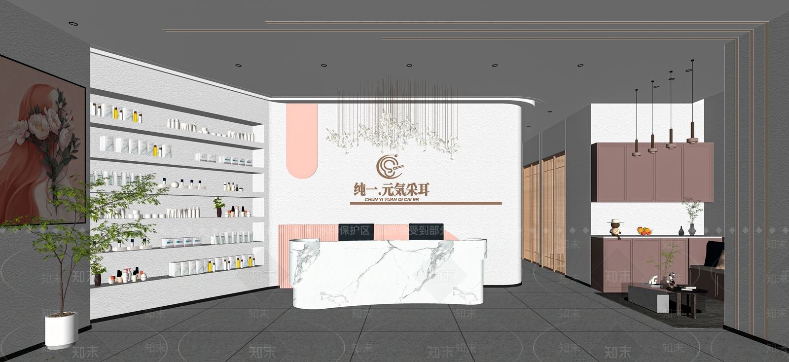 现代采耳头疗SPA店SU模型下载【ID:1114237241】